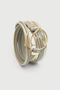 SA10 | Saachi Leather Abstract Disk Bracelet | Gold